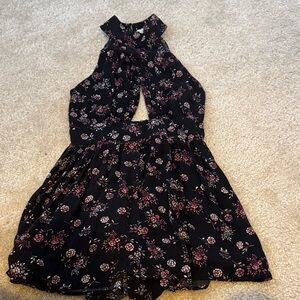 La Hearts Black Floral Romper